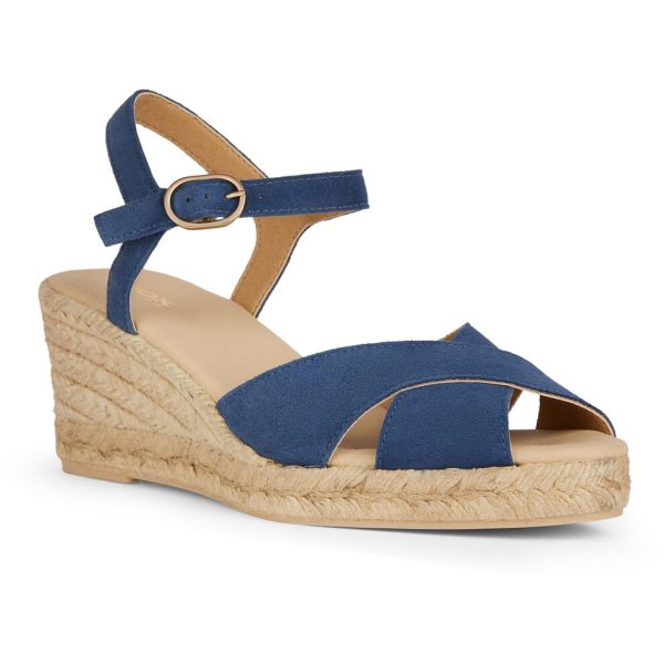 (7.5 UK, Navy) Geox Womens/Ladies Gelsa Low Nappa Leather Espadrilles