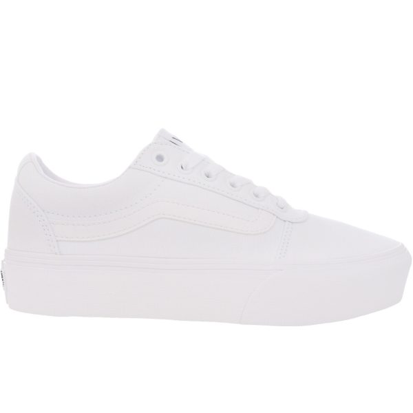 (7.5 UK, White) Vans Womens Ward Platform Chunky Canvas Trainers Sneakers Shoes