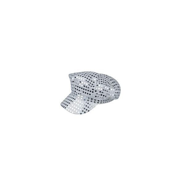 70'S DISCO ADULT HAT CAP FANCY DRESS SILVER SEQUIN SHINY STAG/HEN PARTY NIGHT