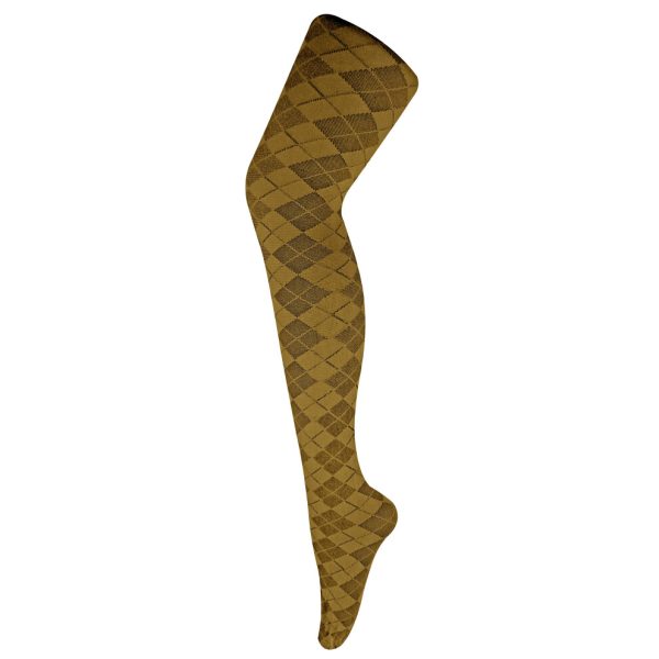 (8-14 UK, Argyle Mustard) Sock Snob - Ladies Coloured 80 Denier Opaque Patterned Fashion Tights