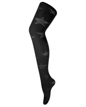 (8-14 UK, Star Black) Sock Snob - Ladies Coloured 80 Denier Opaque Patterned Fashion Tights