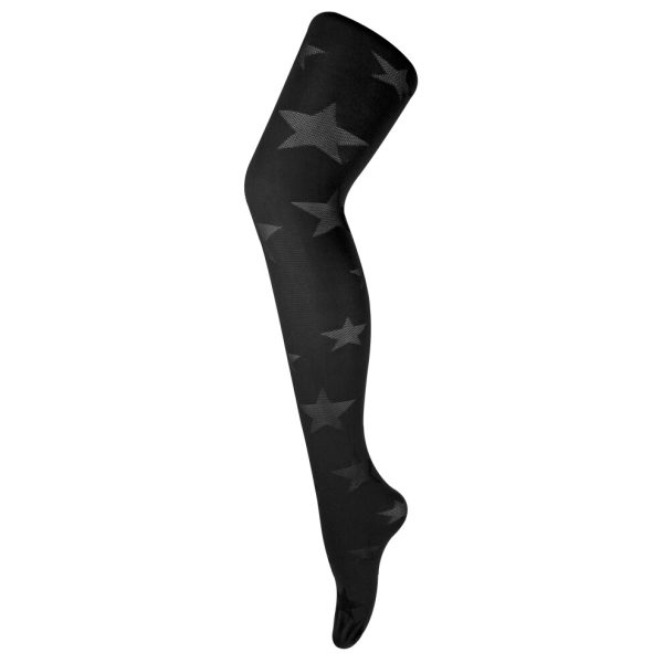 (8-14 UK, Star Black) Sock Snob - Ladies Coloured 80 Denier Opaque Patterned Fashion Tights