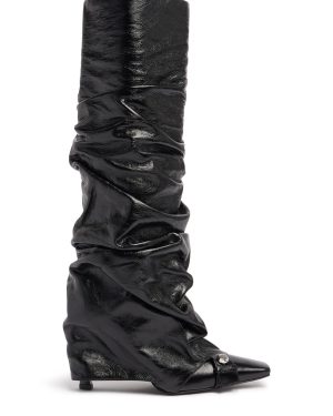 95mm Juno Shiny Leather Knee-high Boots