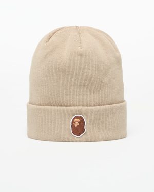 A BATHING APE One Point Ape Head Knit Cap Beige Universal