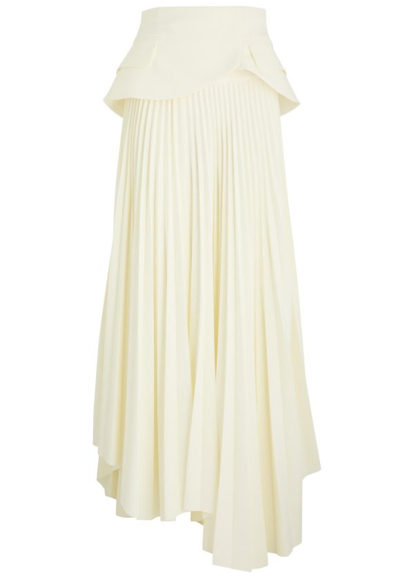 A.W.A.K.E Mode Layered Pleated Maxi Skirt - Ivory - 40 (UK12 / M)