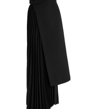 A.W.A.K.E Mode Pleated Wrap-effect Crepe Maxi Skirt - Black - 38 (UK10 / S)