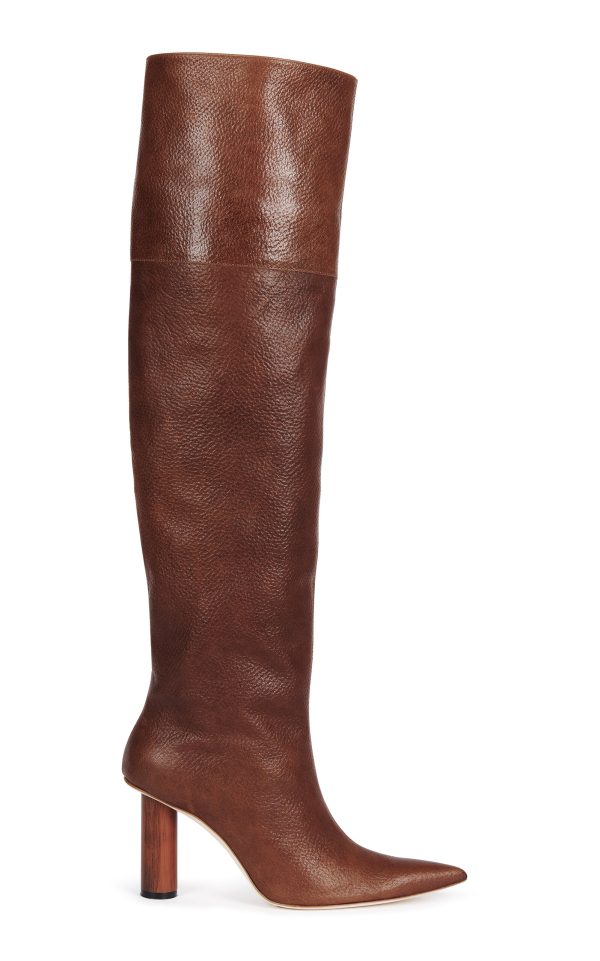 A.W.A.K.E. MODE - Maya Over-The-Knee Leather Boots - Brown - IT 38 - Moda Operandi