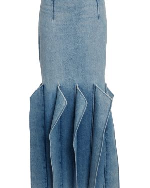 A.W.A.K.E. MODE - Panelled Denim Maxi Skirt - Light Blue - FR 34 - Moda Operandi