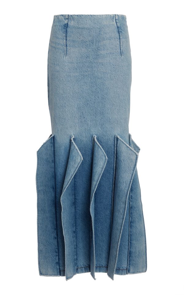 A.W.A.K.E. MODE - Panelled Denim Maxi Skirt - Light Blue - FR 34 - Moda Operandi