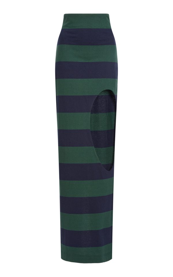 A.W.A.K.E. MODE - Pencil Skirt With Cut Out Hole - Stripe - S - Moda Operandi