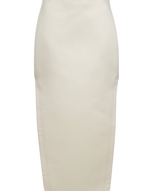 A.W.A.K.E. MODE - Slit-Detail Satin Midi Skirt - Ivory - FR 34 - Moda Operandi