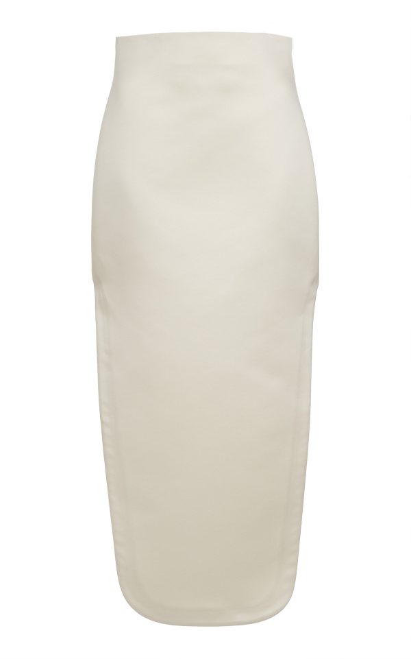 A.W.A.K.E. MODE - Slit-Detail Satin Midi Skirt - Ivory - FR 34 - Moda Operandi