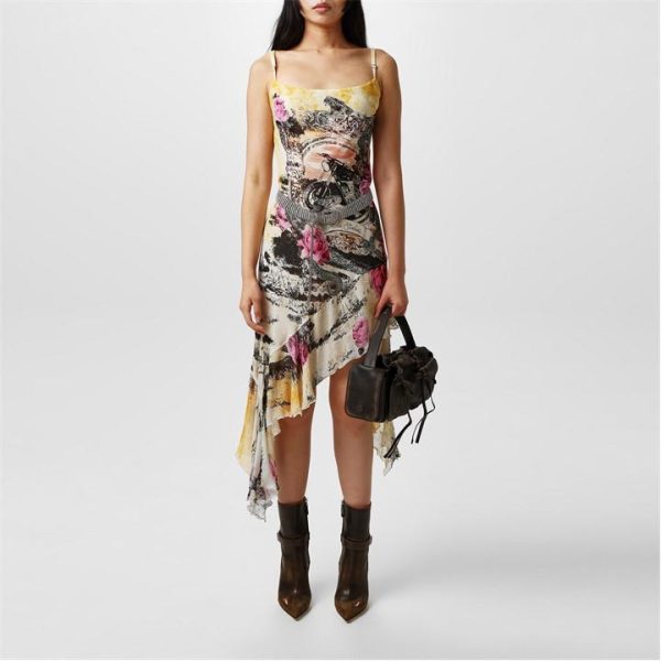 ACNE STUDIOS Danella Printed Asymmetric Chiffon Dress - Yellow