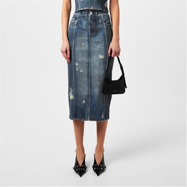 ACNE STUDIOS Denim Effect Midi Skirt - Blue