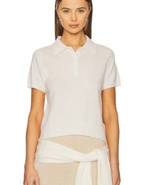 AEXAE Cashmere T Shirt Polo Top in Cream. Size S, XS.