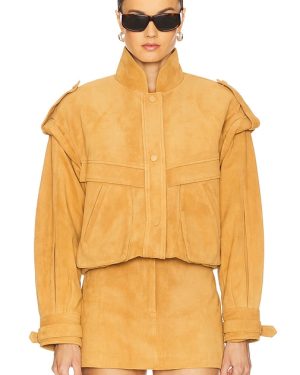 AEXAE Leather Suede Oversized Jacket in Brown. Size XXS.