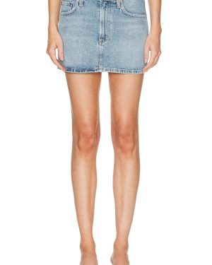 AGOLDE Alek Mini Skirt in Force - Denim-Light. Size 23 (also in 24, 25, 26, 27, 28, 29, 32, 33, 34).
