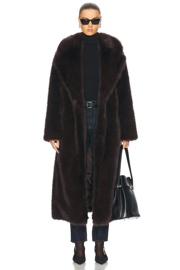 AGOLDE Ebony Shearling Coat in Infusion - Chocolate. Size XS (also in ).
