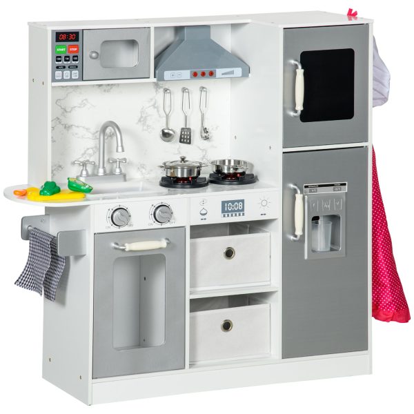 AIYAPLAY Toy Kitchen Playset w/ Lights - Sounds - Apron - Chef Hat - White | TJ Hughes