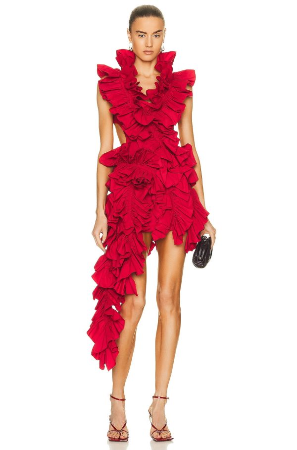 AKNVAS Olive Mini Dress in Red - Red. Size 0 (also in 2, 6, 8).