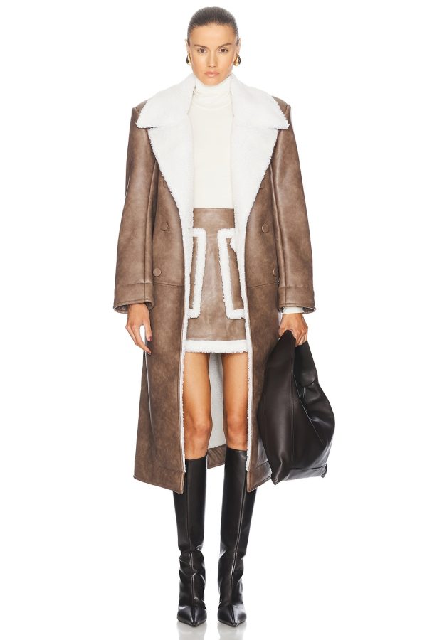 AKNVAS for FWRD Greenwich Coat in Peau Lainee - Brown. Size L (also in M, S, XS).