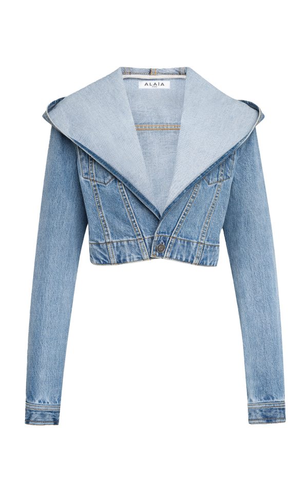 ALAA - Hooded Denim Jacket - Light Wash - FR 40 - Moda Operandi
