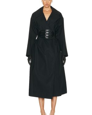 ALAÏA Belted Trench Coat in Noir - Black. Size 42 (also in ).