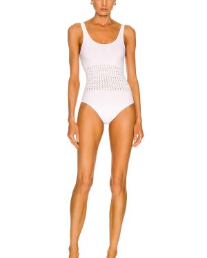 ALAÏA Corset Seamless One Piece Swimsuit in Blanc Optique - White. Size 40 (also in ).