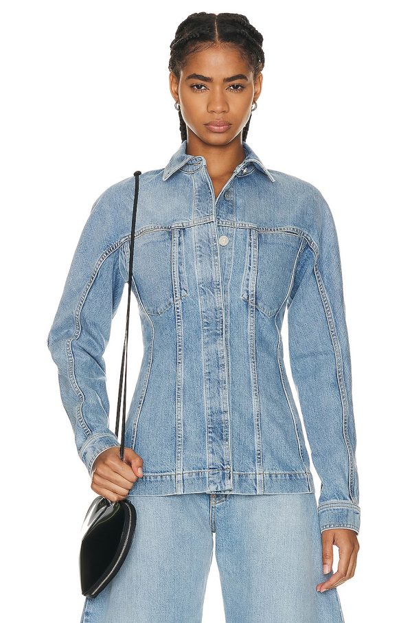 ALAÏA Denim Jacket in Bleu Clair - Denim-Light. Size 34 (also in ).