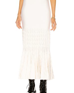 ALAÏA Fit and Flare Maxi Skirt in Ivoire - Ivory. Size 36 (also in 38, 42).