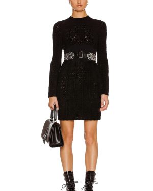 ALAÏA Fitted Corset Detail Mini Dress in Noir - Black. Size 38 (also in 40, 42, 44).