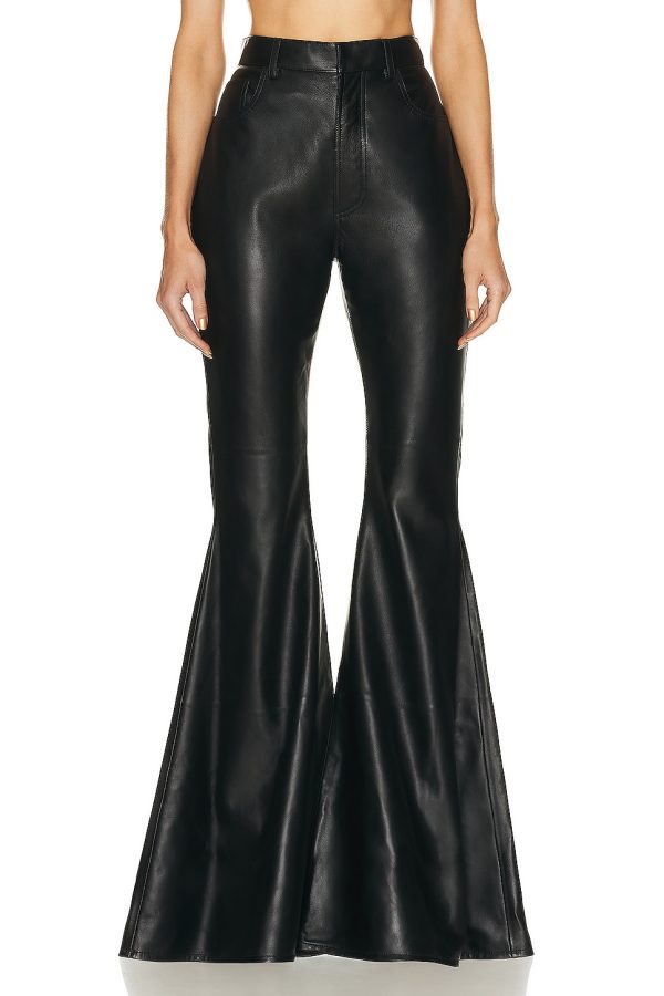 ALAÏA Leather Flare Pant in Noir Alaia - Black. Size 38 (also in 40).
