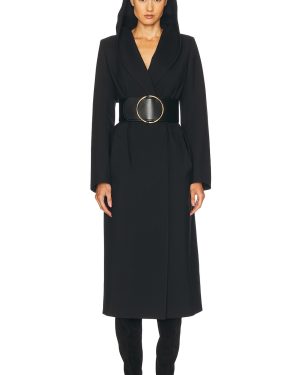 ALAÏA Long Hooded Coat in Noir - Black. Size 36 (also in 40).