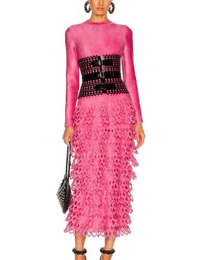 ALAÏA Long Velvet Dress in Candy - Pink. Size 38 (also in ).