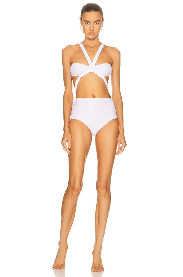 ALAÏA Original One Piece Bikini Swimsuit in Blanc - White. Size 42 (also in 44).