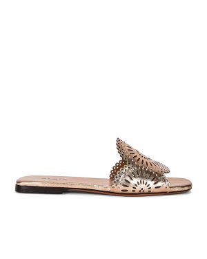 ALAÏA Perforated Molukai Mules in Or Rose Brosse - Metallic Gold. Size 36 (also in 36.5).