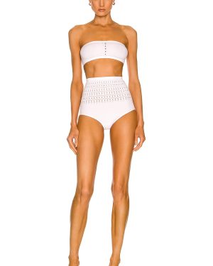 ALAÏA Seamless Perforated Bikini Set in Blanc Optique - White. Size 40 (also in ).