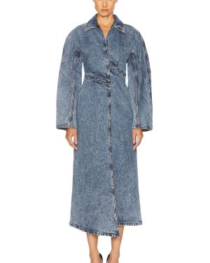 ALAÏA Spiral Trench Coat in Bleu Neige - Blue. Size 34 (also in 38, 40, 42).