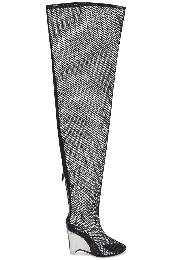 ALAÏA Wedge Over The Knee Boot in Noir - Black. Size 36 (also in 38).