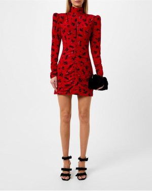ALESSANDRA RICH Rose Cut-Out Mini Dress - Red