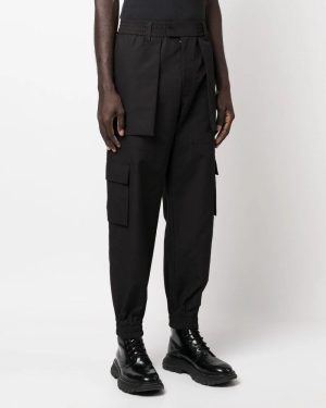 ALEXANDER MCQUEEN COTTON CARGO TROUSERS Size: 50, colour: BLACK