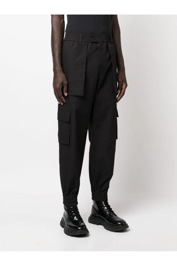 ALEXANDER MCQUEEN COTTON CARGO TROUSERS Size: 50, colour: BLACK