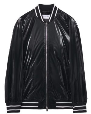 ALEXANDER MCQUEEN LIQUID VINYL BOMBER JACKET Size: 50, colour: BLACK