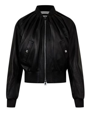 ALEXANDER MCQUEEN Leather Bomber Jacket - Black
