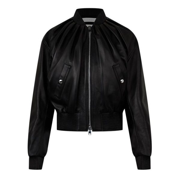 ALEXANDER MCQUEEN Leather Bomber Jacket - Black