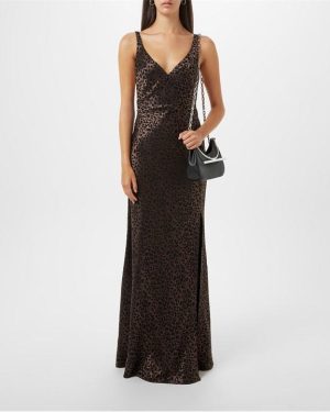 ALEXANDER MCQUEEN Leopard Slip Dress - Brown