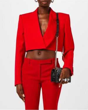 ALEXANDER MCQUEEN Ultra-Crop Blazer - Red