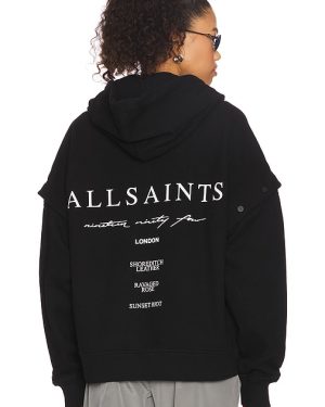ALLSAINTS Aroma Amphia Hoody in Black. Size M, S, XS.
