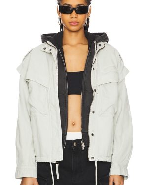 ALPHA INDUSTRIES Oversized Cotton Utility Jacket in White. Size M, S, XL, XS.