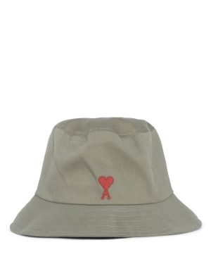 AMI PARIS RED ADC BUCKET HAT Size: 58, colour: GREY